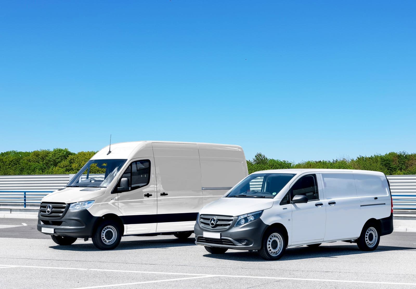 A modern white Mercedes Sprinter and Vito delivery van from the Right Choice Logistics fleet